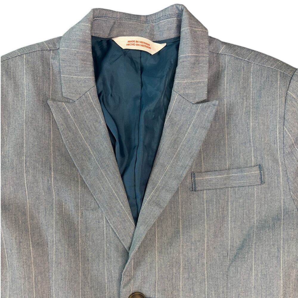 Boys Blue Pinstripe Suit Jacket Blazer by Cat & Jack Size 7 Dressy Casual - Picture 2 of 7